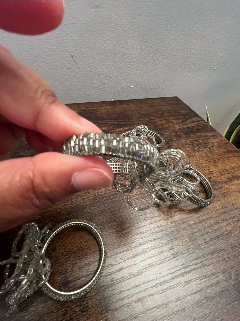 Bling Glass Beaded Napkin Ring Holders 5 Silver Table Setting Dinner Fairy